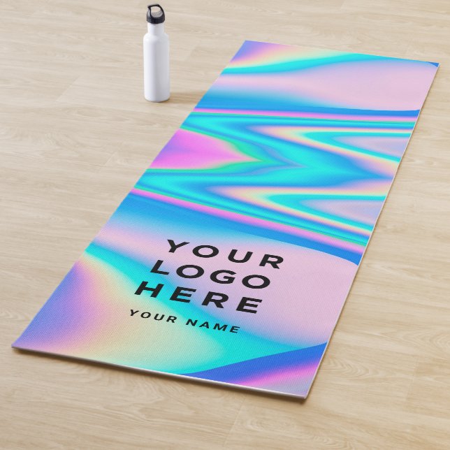Custom Business Logo Abstract Pink Holographic y2k Yoga Mat (In Situ)