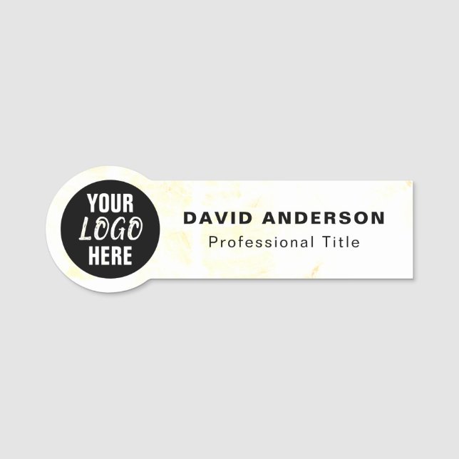Custom Business Logo Abstract Yellow Name Tag (Front)
