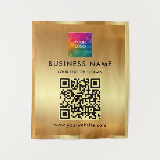 Custom Business Logo Add Text Backdrop Template Tapestry (Front)