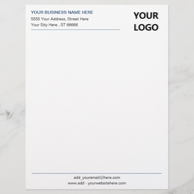 Custom Business Logo Address Letterhead - Colours (Front)