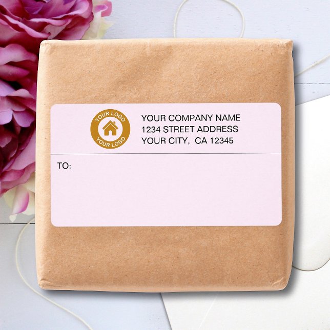 Custom Business Logo Address Pink Shipping Labels (Creator Uploaded)