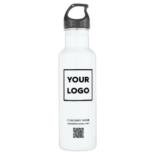 Custom Business Logo and QR Code on White 710 Ml Water Bottle