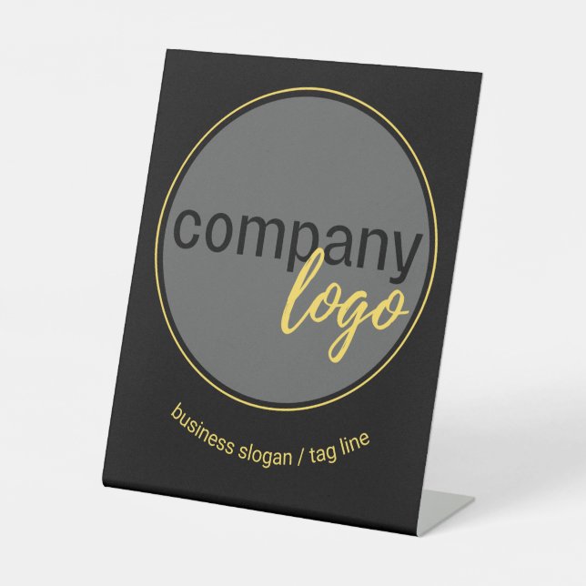 CUSTOM BUSINESS LOGO AND SLOGAN COMPANY BRAND  PEDESTAL SIGN (Front)