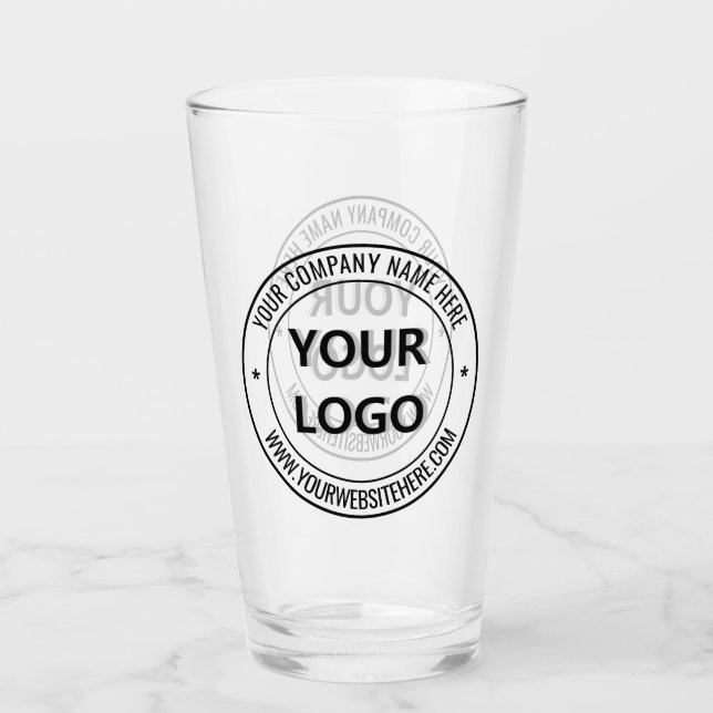 Custom Business Logo and Text Branded Beer Glass (Front)