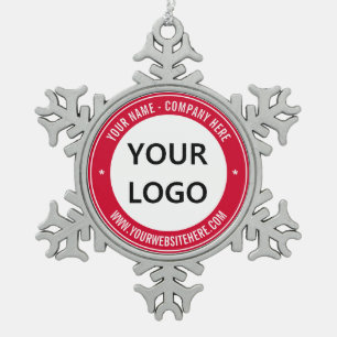 Custom Business Logo and Text Christmas Ornament