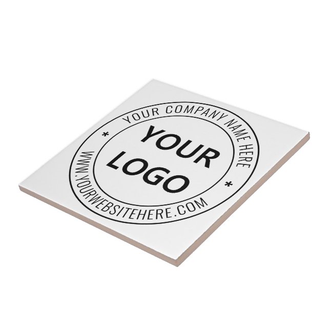 Custom Business Logo and Text Company Ceramic Tile (Side)