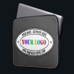 Custom Business Logo and Text Laptop Sleeve<br><div class="desc">Custom Colours and Font - Your Logo Name Website or Custom Text Promotional Personalised Company Office Promotion Business or Personal Customisable Colours and Text Modern Gift - Add Your Logo - Image - Photo / Name - Company / Website or E-mail or Phone - Contact Information / Address - Resize...</div>