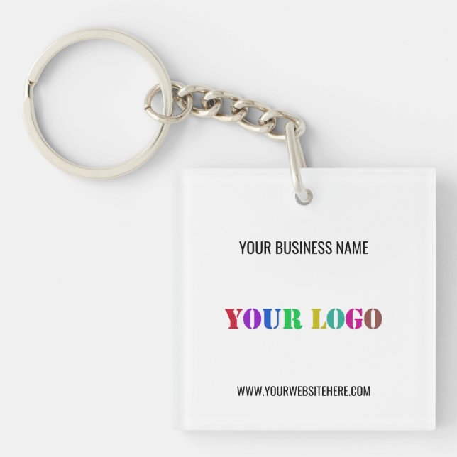 Custom Business Logo and Text Promotional Keychain (Front)