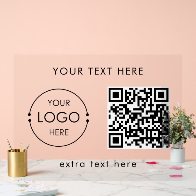 Custom Business Logo and Text QR Code Promotional Acrylic Sign (Wedding)
