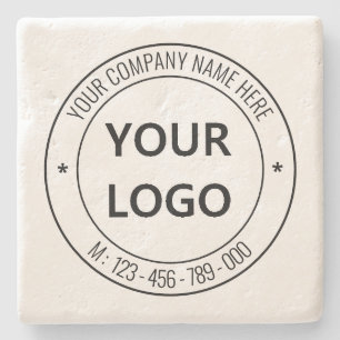 Custom Business Logo and Text Stone Coaster