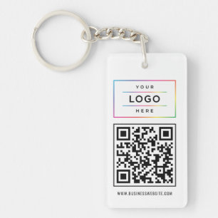 Custom Business Logo and Website QR Code Key Ring
