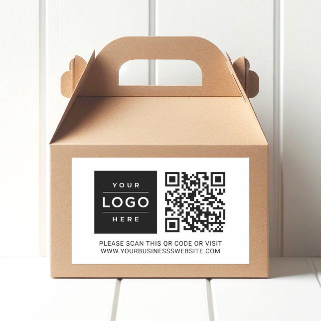 Custom Business Logo and Website QR Code Rectangular Sticker (Creator Uploaded)
