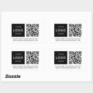 Custom Business Logo and Website QR Code Rectangular Sticker