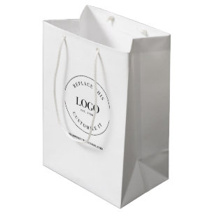 Custom Business logo and website white Medium Gift Bag