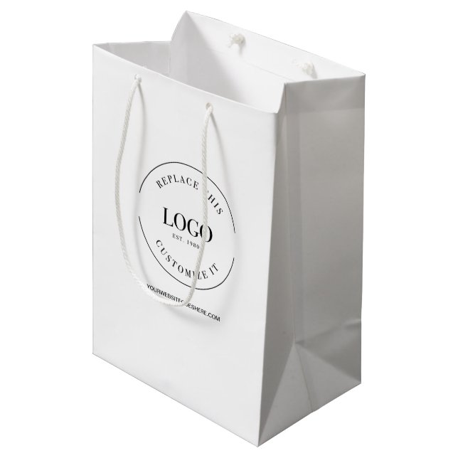 Custom Business logo and website white Medium Gift Bag (Front Angled)