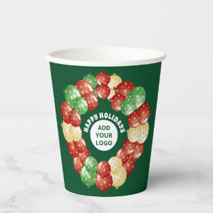 Custom Business Logo Balloons Green Holiday Party Paper Cups