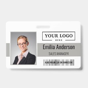 Custom Business Logo Barcode Employee Photo ID Badge