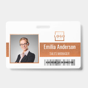 Custom Business Logo Barcode Employee Photo ID Badge