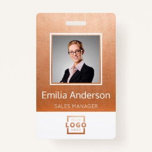 Custom Business Logo Barcode Employee Photo ID Badge