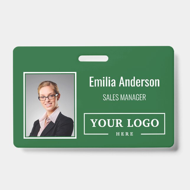 Custom Business Logo Barcode Employee Photo ID Badge (Front)