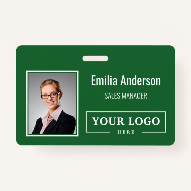 Custom Business Logo Barcode Employee Photo ID Badge (Front)