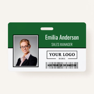 Custom Business Logo Barcode Employee Photo ID Badge