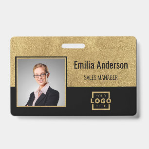 Custom Business Logo Barcode Employee Photo ID Badge