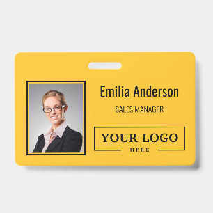 Custom Business Logo Barcode Employee Photo ID Badge