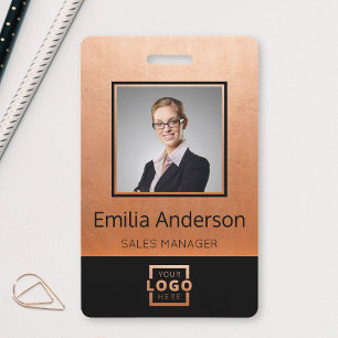 Custom Business Logo Barcode Employee Photo ID Badge