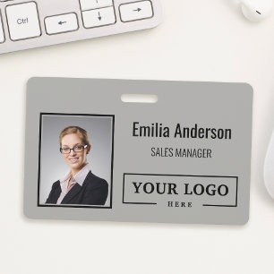 Custom Business Logo Barcode Employee Photo ID Badge