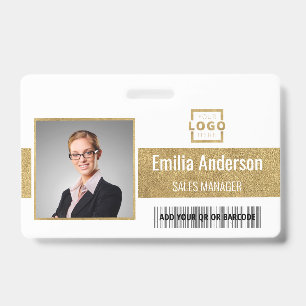 Custom Business Logo Barcode Employee Photo ID Badge