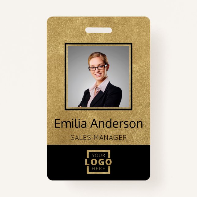 Custom Business Logo Barcode Employee Photo ID Badge (Front)