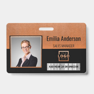 Custom Business Logo Barcode Employee Photo ID Badge