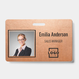 Custom Business Logo Barcode Employee Photo ID Badge