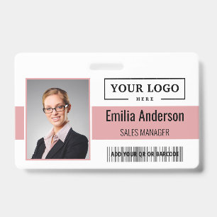 Custom Business Logo Barcode Employee Photo ID Badge