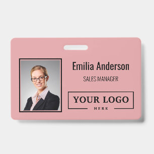 Custom Business Logo Barcode Employee Photo ID Badge