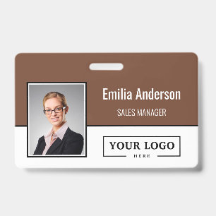 Custom Business Logo Barcode Employee Photo ID Badge
