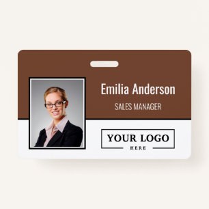 Custom Business Logo Barcode Employee Photo ID Badge