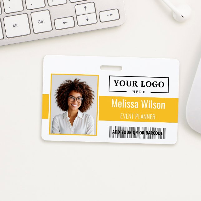 Custom Business Logo Barcode QR Code Employee ID Badge (Creator Uploaded)