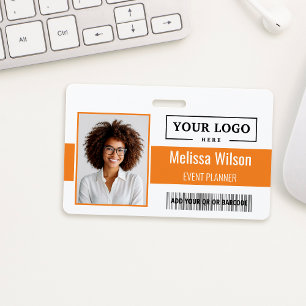 Custom Business Logo Barcode QR Code Employee ID Badge