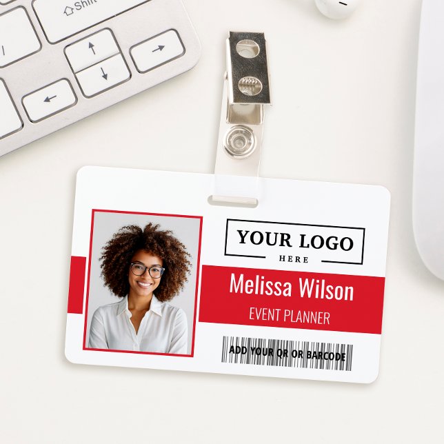 Custom Business Logo Barcode QR Code Employee ID Badge (Creator Uploaded)