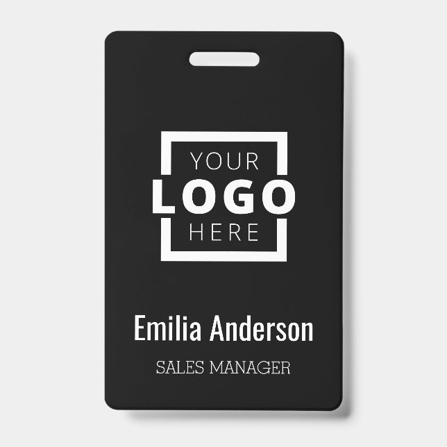 Custom Business Logo Basic Barcode Employee ID Badge (Front)