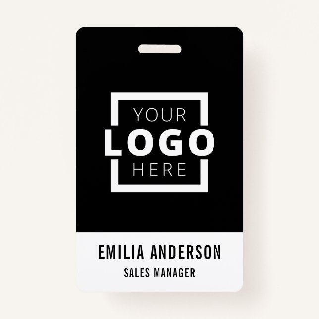Custom Business Logo Basic Barcode Employee ID Badge (Front)