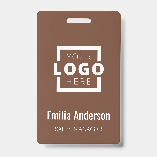 Custom Business Logo Basic Barcode Employee ID Badge (Front)