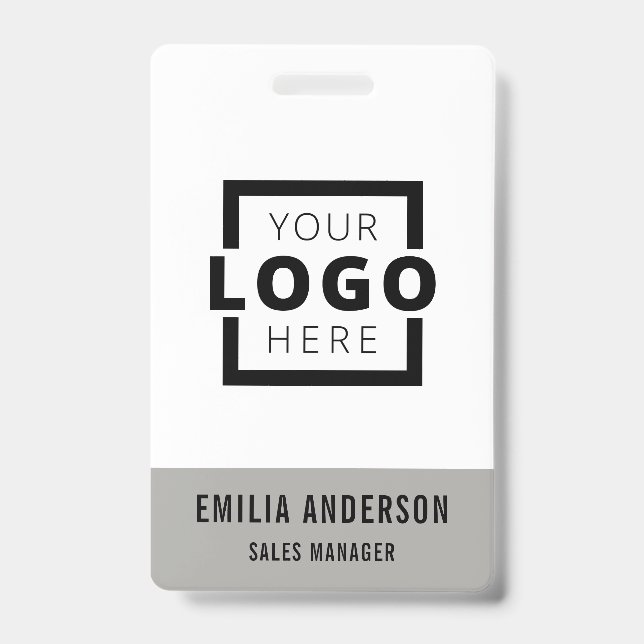 Custom Business Logo Basic Barcode Employee ID Badge (Front)