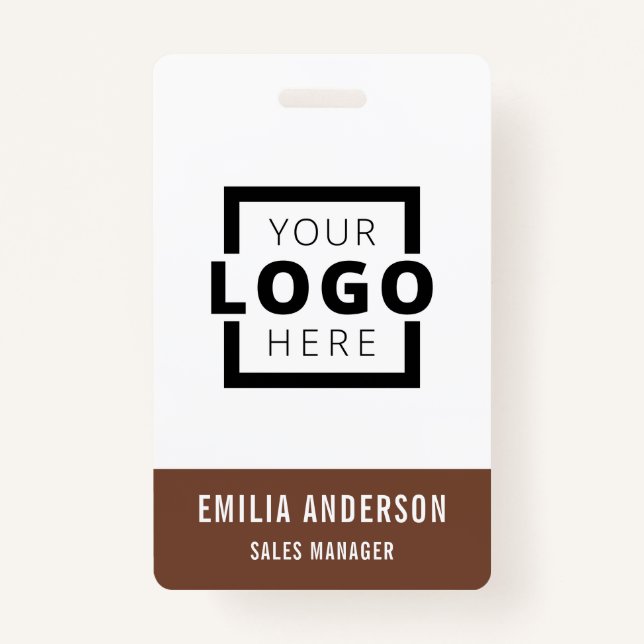 Custom Business Logo Basic Barcode Employee ID Badge (Front)