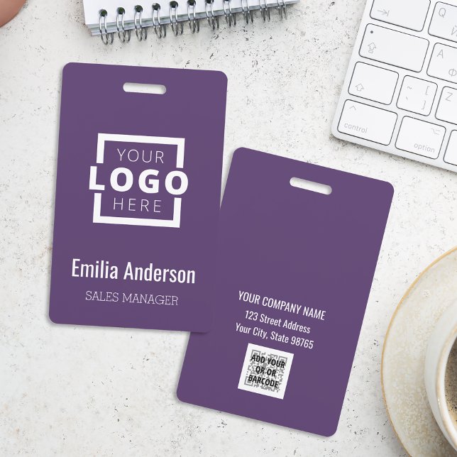 Custom Business Logo Basic Barcode Employee ID Badge (Creator Uploaded)