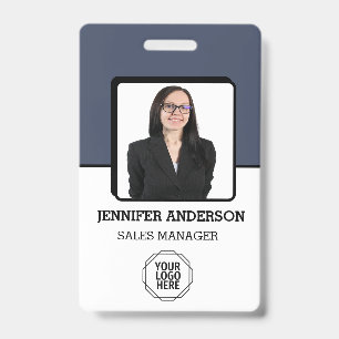 Custom Business Logo Basic Barcode Employee Photo  ID Badge