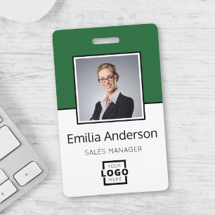 Custom Business Logo Basic Barcode Employee Photo ID Badge