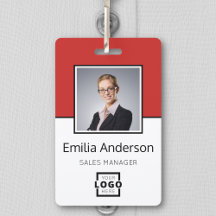 Custom Business Logo Basic Barcode Employee Photo